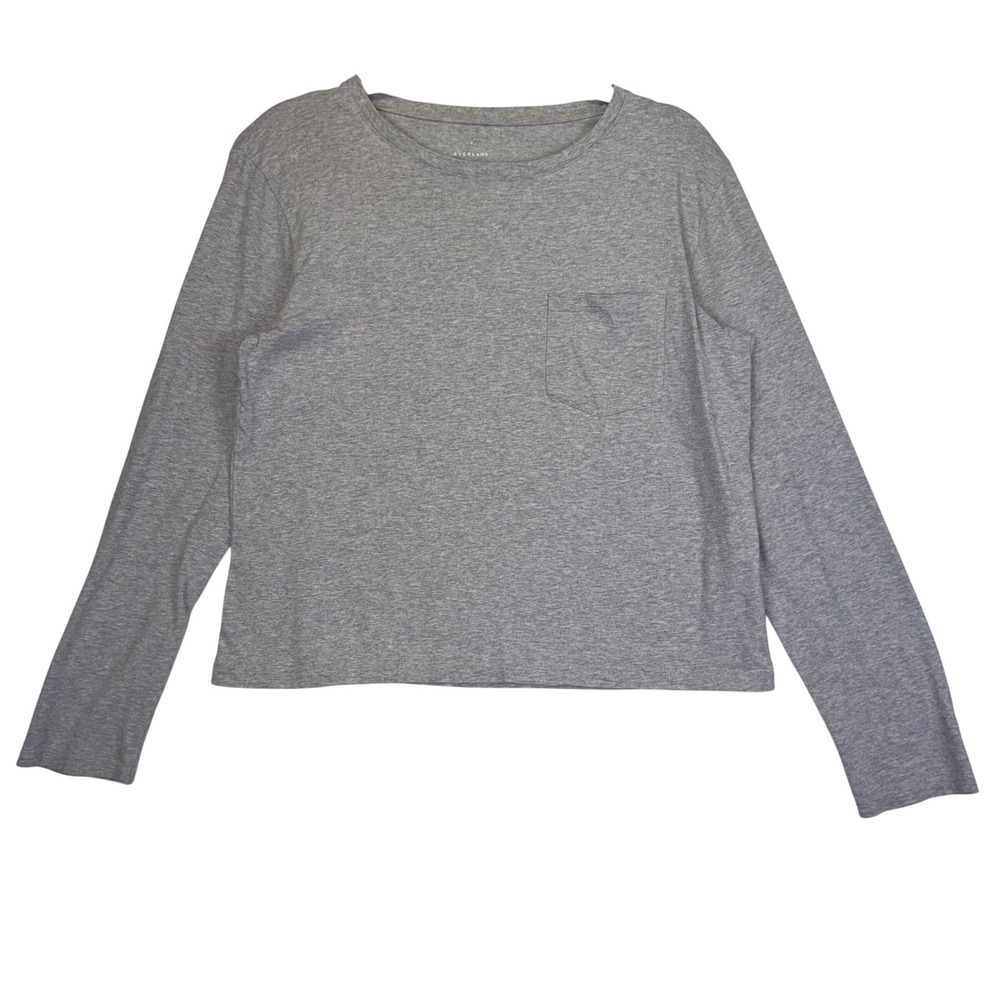 Everlane Organic Cotton Long Sleeve Pocket Tee Heather Grey Wmns M Sustainable - Picture 1 of 6